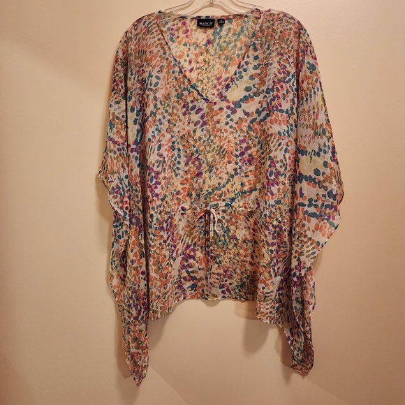 Allen B by Allen Schwartz Sheer Top Tie at Waist / Coverup M - Picture 1 of 6